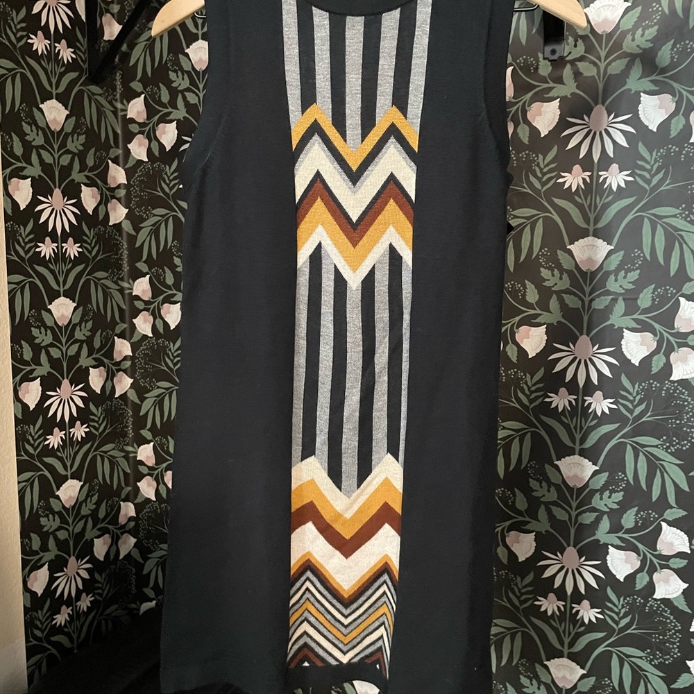 Missoni Black Sleeveless Dress with Chevron Pattern